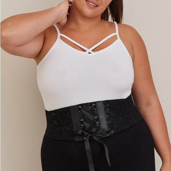 Torrid Black Lace Ribbon Corset NWT - Picture 8 of 15